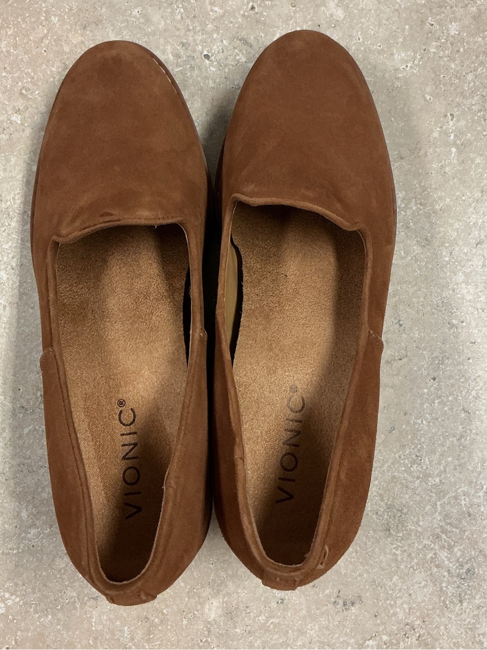 Vionic SZ 6.5 Suede Willa Wedge Toffee Round Toe Slip On Water Repellent Shoes - Picture 8 of 12